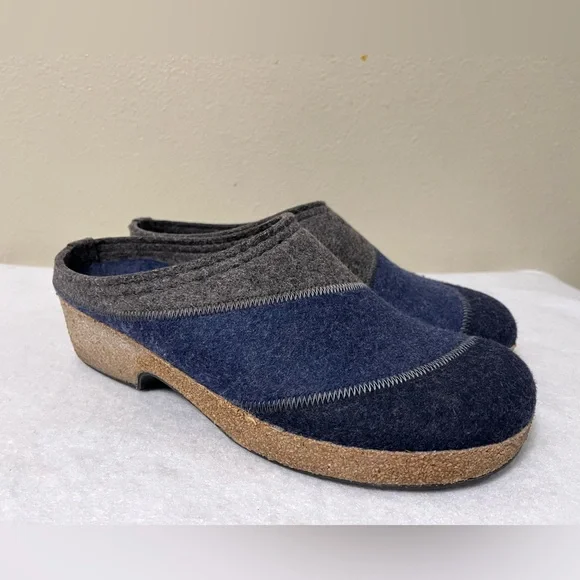 Haflinger Womens GRIZZLY HEELED Demin Blue Clogs Slippers Sz 42 Bratz Y2k Style - Picture 3 of 10